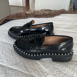 INC International Concepts Black Loafers with Pearl Detailing